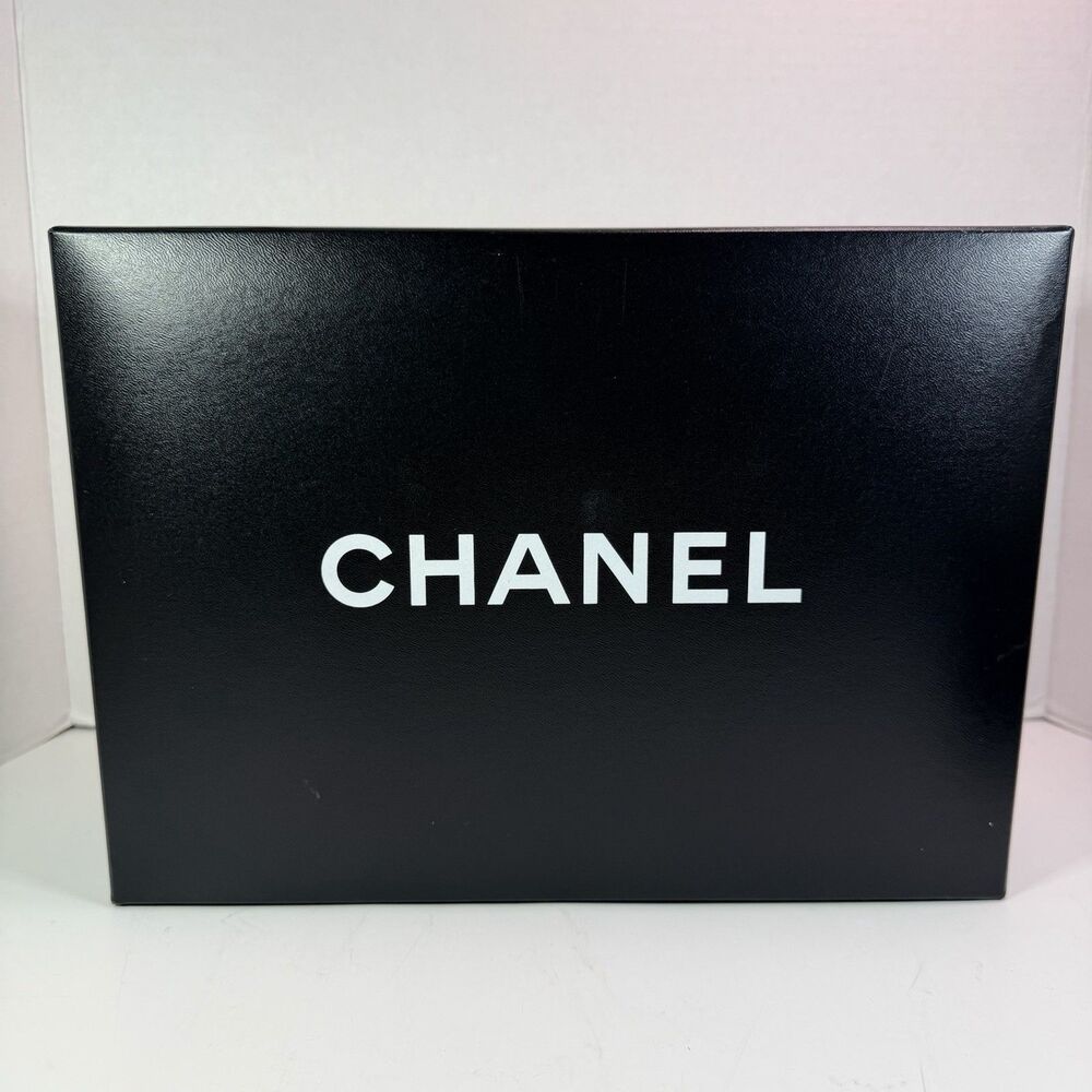 Authentic CHANEL Gift Storage Shoe Box Black And White Logo Designer 12x9”x4.5 “